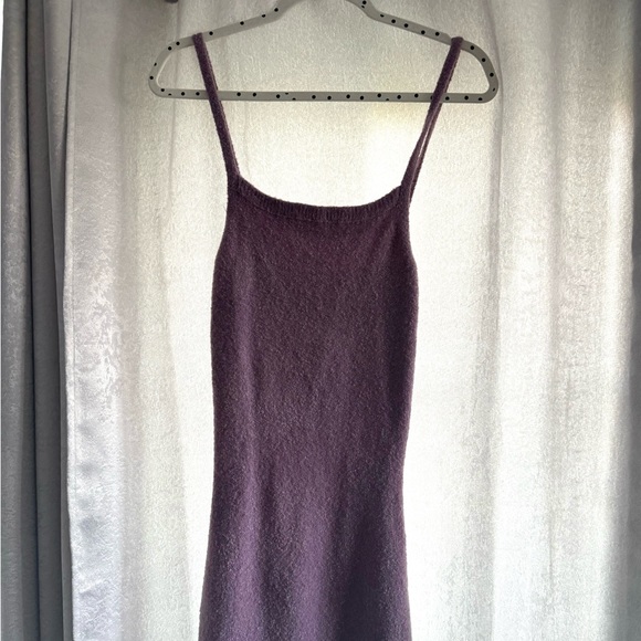 purple sweater dress zara Zara Purple Ribbed Knit Puff Sleeve Mini Sweater Dress Medium Viscose Blend  NWT
